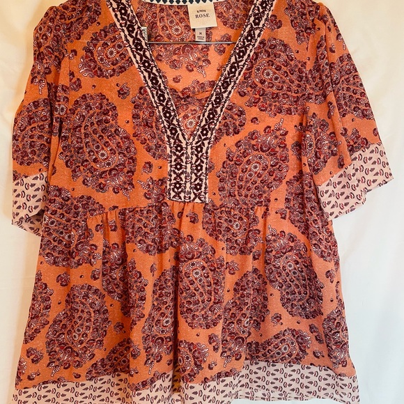 Knox Rose Sheer Pink Paisley Babydoll BOHO - Picture 3 of 5